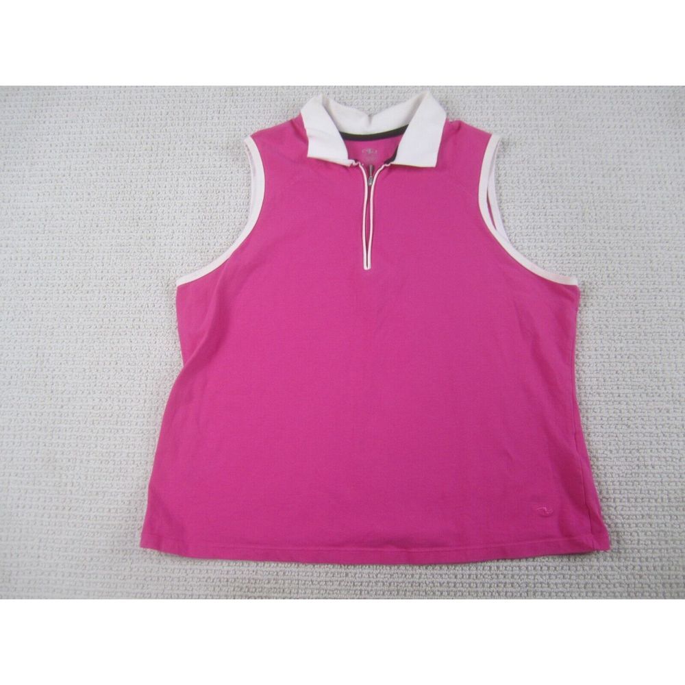 Athletic Works Shirt Womens 18W/20W Pink Active Sleeveless Tank Top‎ 1/4 Zip Up